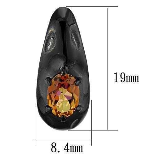 IP Black(Ion Plating) Stainless Steel Earrings with Semi-Precious Citrine in Topaz Multicolor