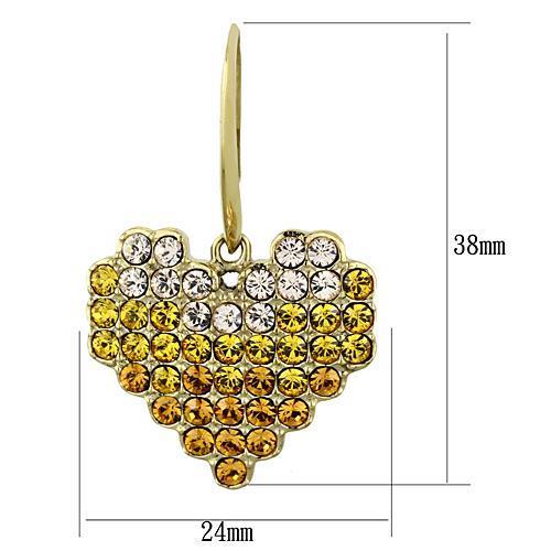 IP Gold(Ion Plating) Stainless Steel Earrings with Top Grade Crystal in Multi Color