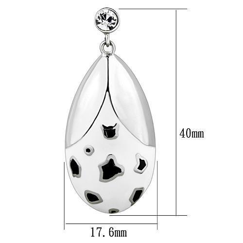 High polished (no plating) Stainless Steel Earrings with Top Grade Crystal in Clear