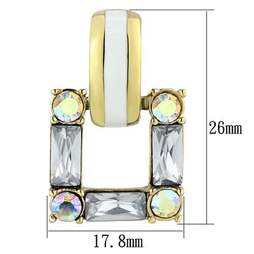 IP Gold(Ion Plating) Stainless Steel Earrings with Top Grade Crystal in Clear