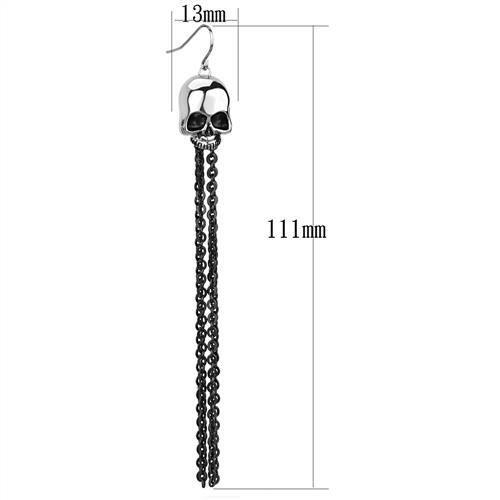 Two-Tone IP Black Stainless Steel Earrings with Epoxy in Jet