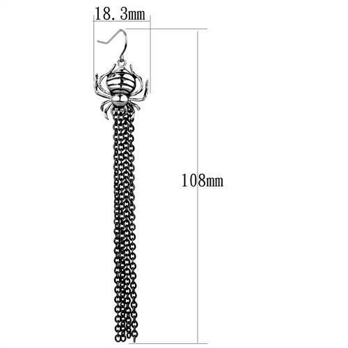 Two-Tone IP Black Stainless Steel Earrings with Epoxy in Jet