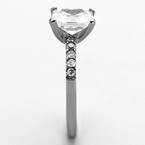 High polished (no plating) Stainless Steel Ring with AAA Grade CZ in Clear