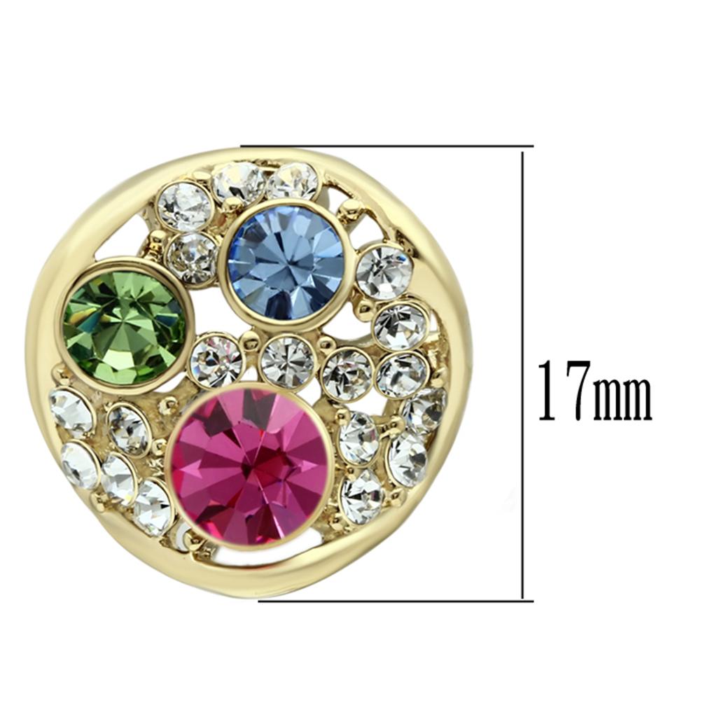 IP Gold(Ion Plating) Stainless Steel Earrings with Top Grade Crystal in Multi Color