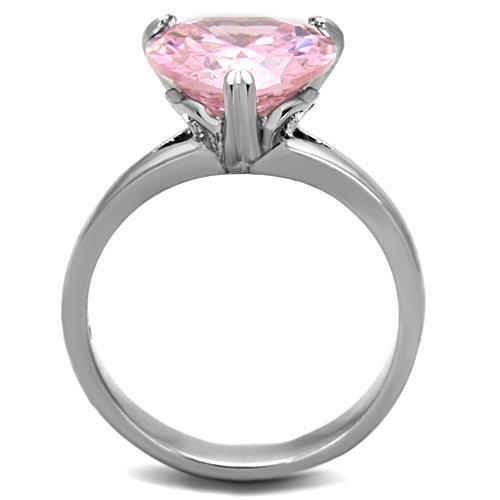 High polished (no plating) Stainless Steel Ring with AAA Grade CZ in Rose