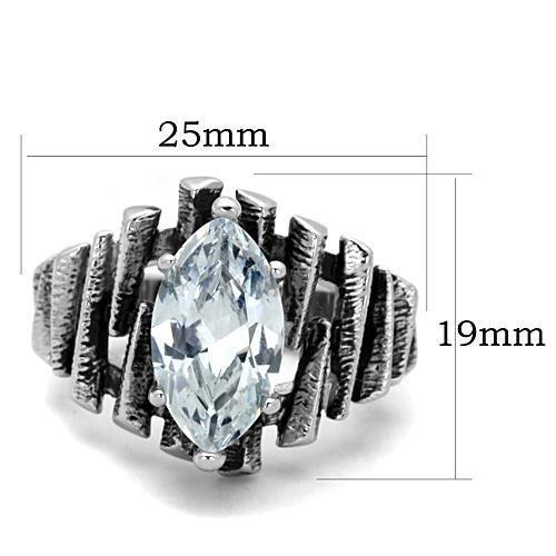 High polished (no plating) Stainless Steel Ring with AAA Grade CZ in Clear