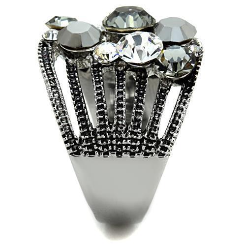 High polished (no plating) Stainless Steel Ring with Top Grade Crystal in Black Diamond
