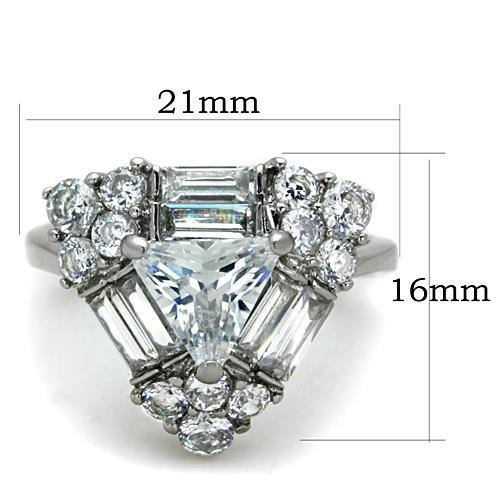 High polished (no plating) Stainless Steel Ring with AAA Grade CZ in Clear