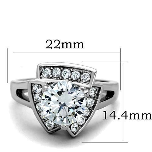 High polished (no plating) Stainless Steel Ring with AAA Grade CZ in Clear