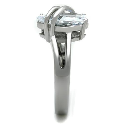 High polished (no plating) Stainless Steel Ring with AAA Grade CZ in Clear
