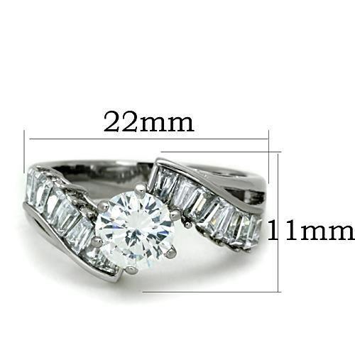 High polished (no plating) Stainless Steel Ring with AAA Grade CZ in Clear