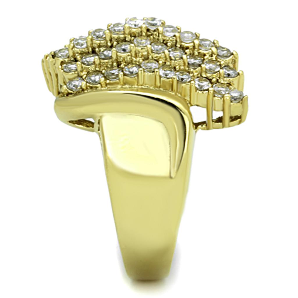 IP Gold(Ion Plating) Stainless Steel Ring with AAA Grade CZ in Clear