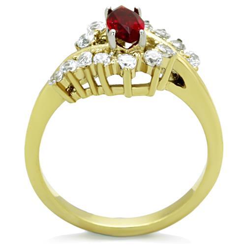 Two-Tone IP Gold (Ion Plating) Stainless Steel Ring with Synthetic Synthetic Glass in Siam