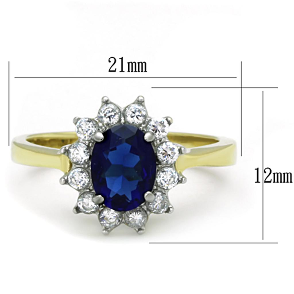 Two-Tone IP Gold (Ion Plating) Stainless Steel Ring with Synthetic Synthetic Glass in Montana