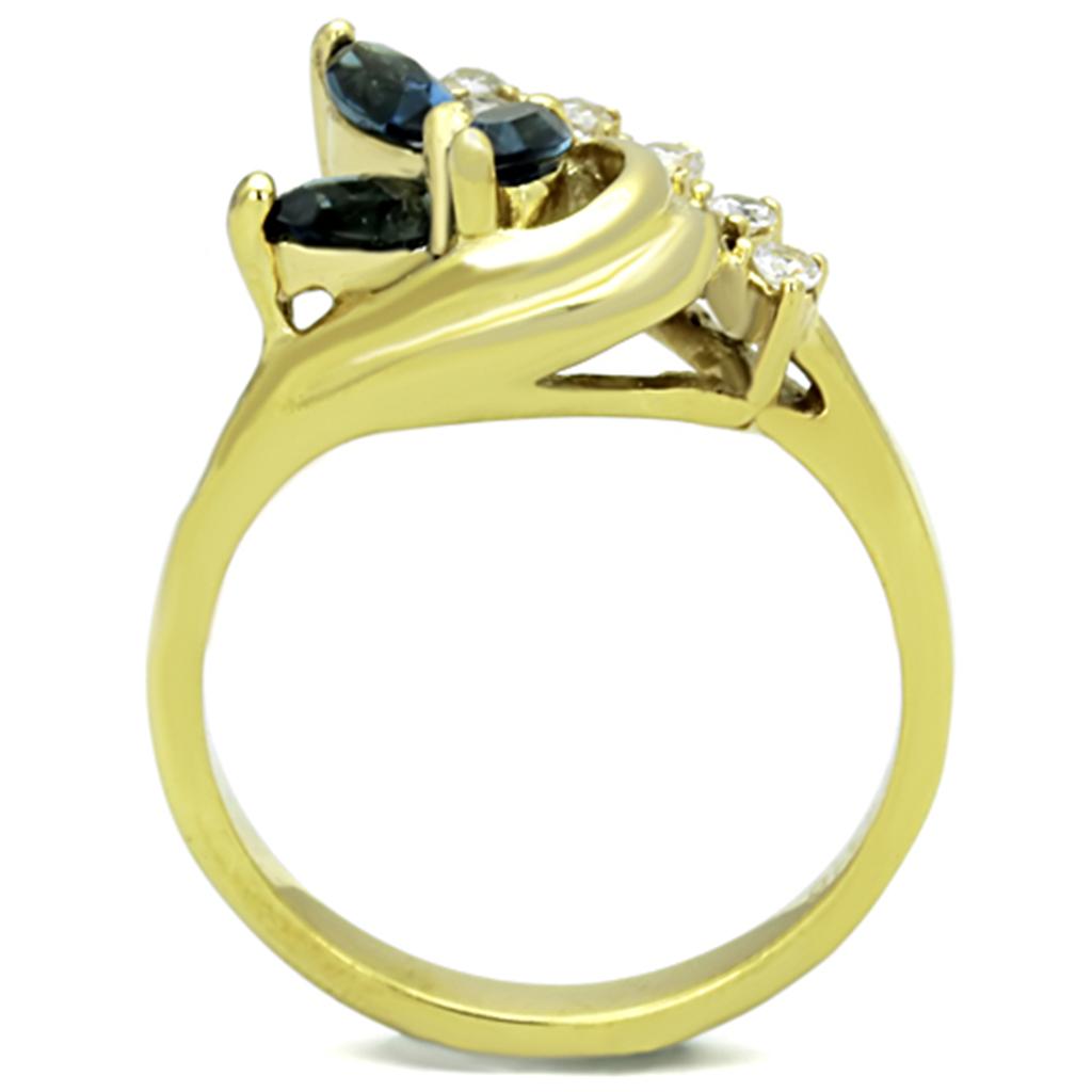 IP Gold(Ion Plating) Stainless Steel Ring with Top Grade Crystal in Montana