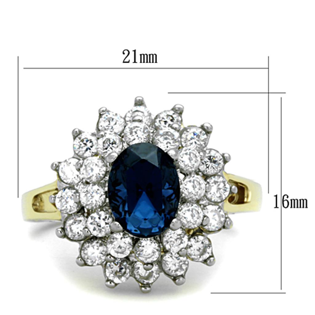 Two-Tone IP Gold (Ion Plating) Stainless Steel Ring with Top Grade Crystal in Montana