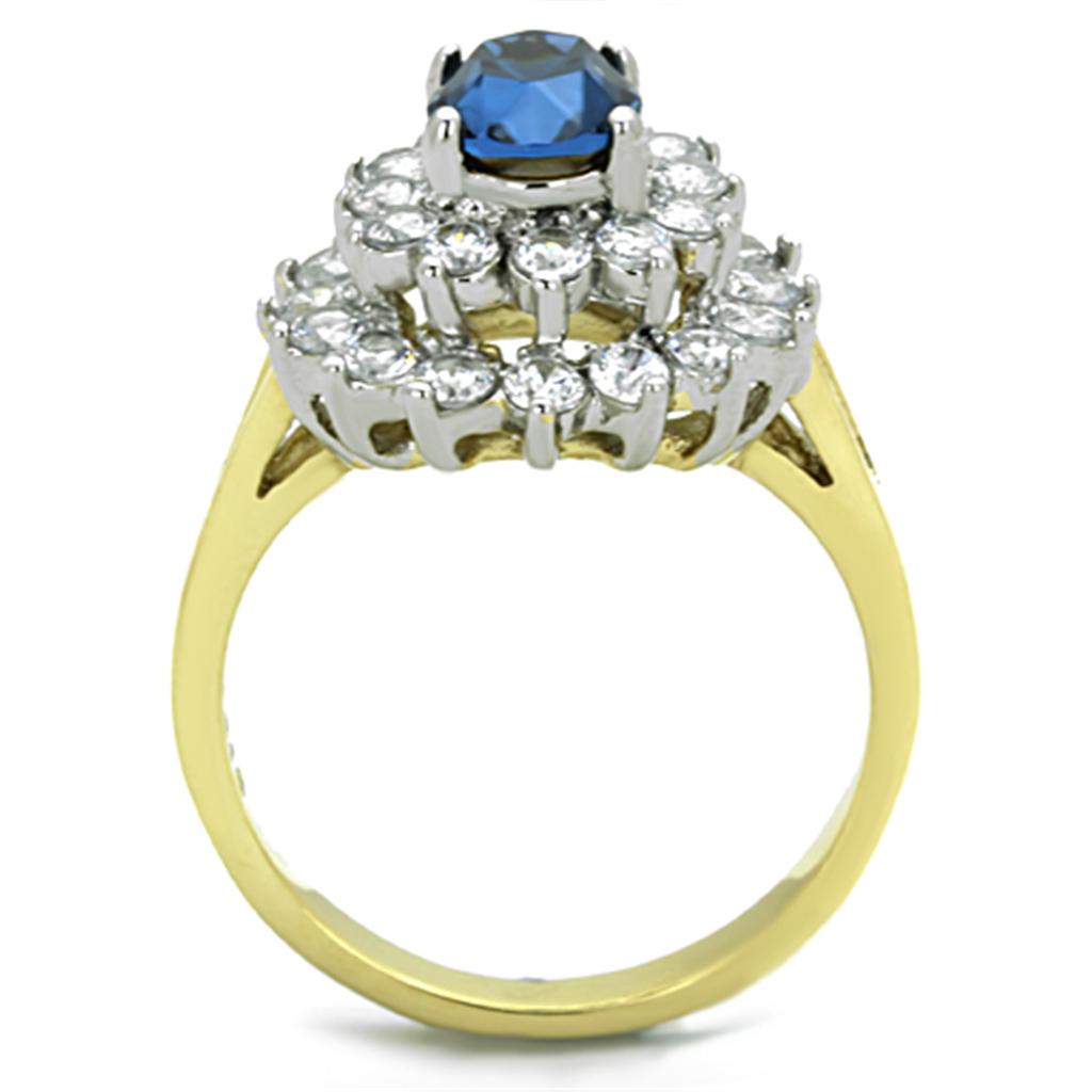 Two-Tone IP Gold (Ion Plating) Stainless Steel Ring with Top Grade Crystal in Montana