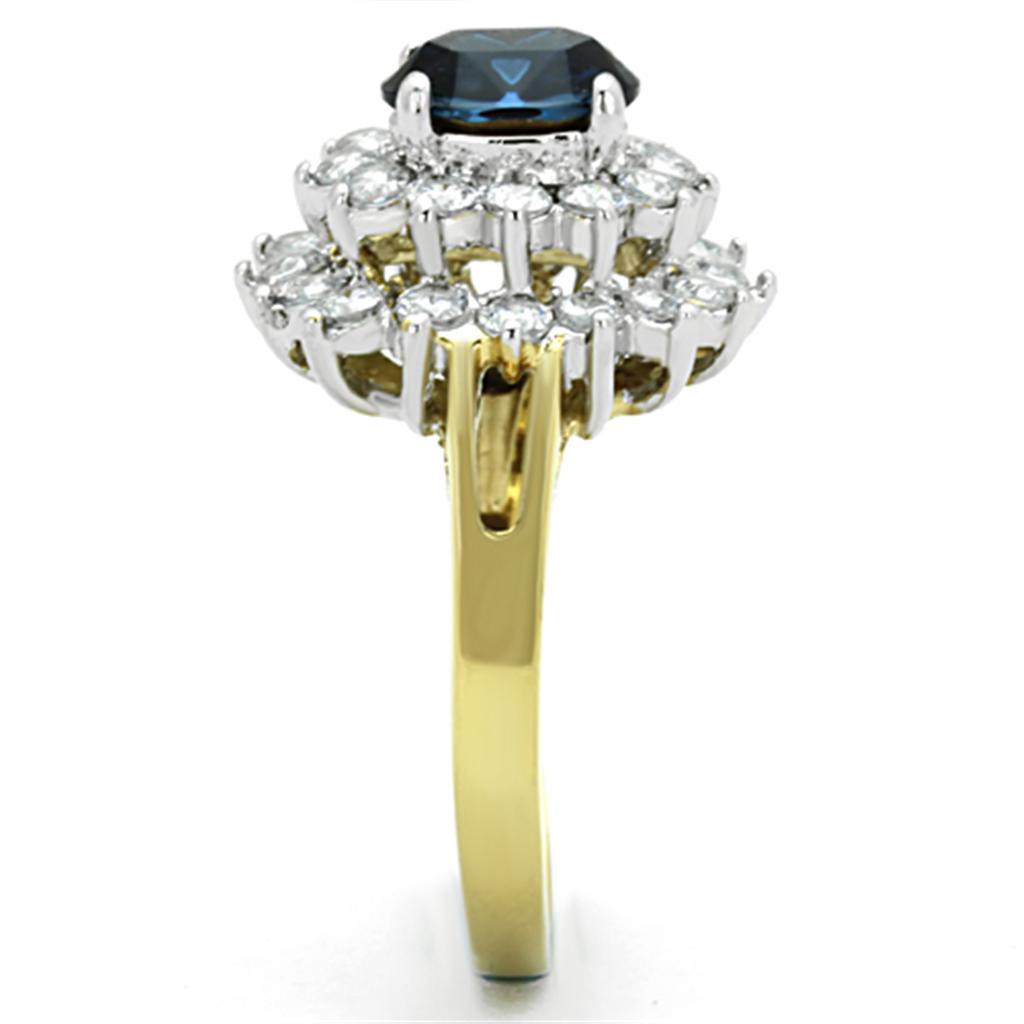 Two-Tone IP Gold (Ion Plating) Stainless Steel Ring with Top Grade Crystal in Montana