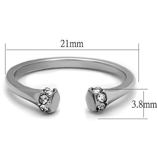 High polished (no plating) Stainless Steel Ring with Top Grade Crystal in Clear