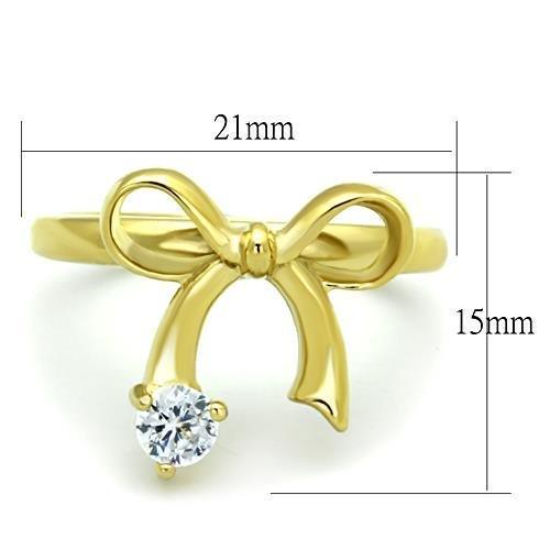 IP Gold(Ion Plating) Stainless Steel Ring with AAA Grade CZ in Clear