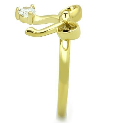 IP Gold(Ion Plating) Stainless Steel Ring with AAA Grade CZ in Clear