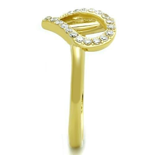 IP Gold(Ion Plating) Stainless Steel Ring with AAA Grade CZ in Clear