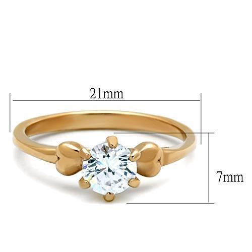 IP Rose Gold(Ion Plating) Stainless Steel Ring with AAA Grade CZ in Clear