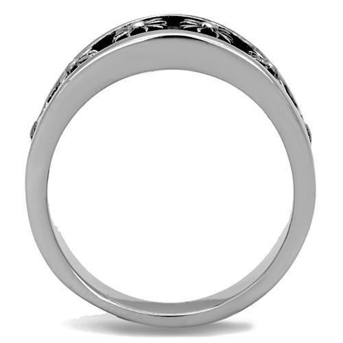 High polished (no plating) Stainless Steel Ring with Epoxy in Jet
