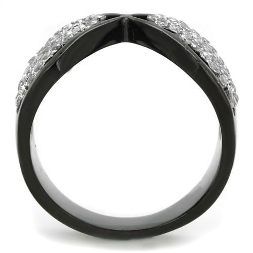 Two-Tone IP Black Stainless Steel Ring with AAA Grade CZ in Clear