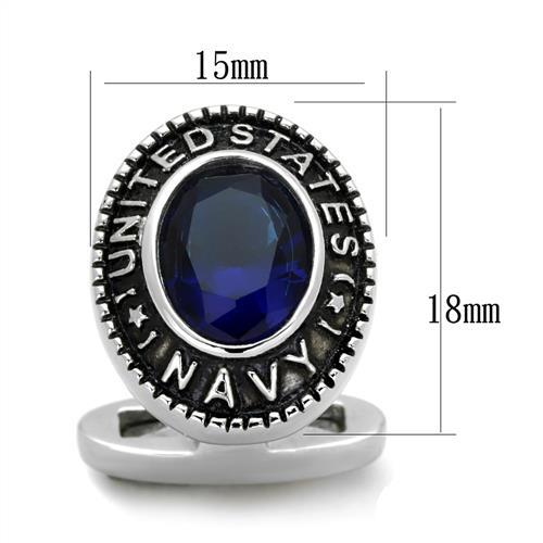 High polished (no plating) Stainless Steel Cufflink with Synthetic Synthetic Glass in Montana