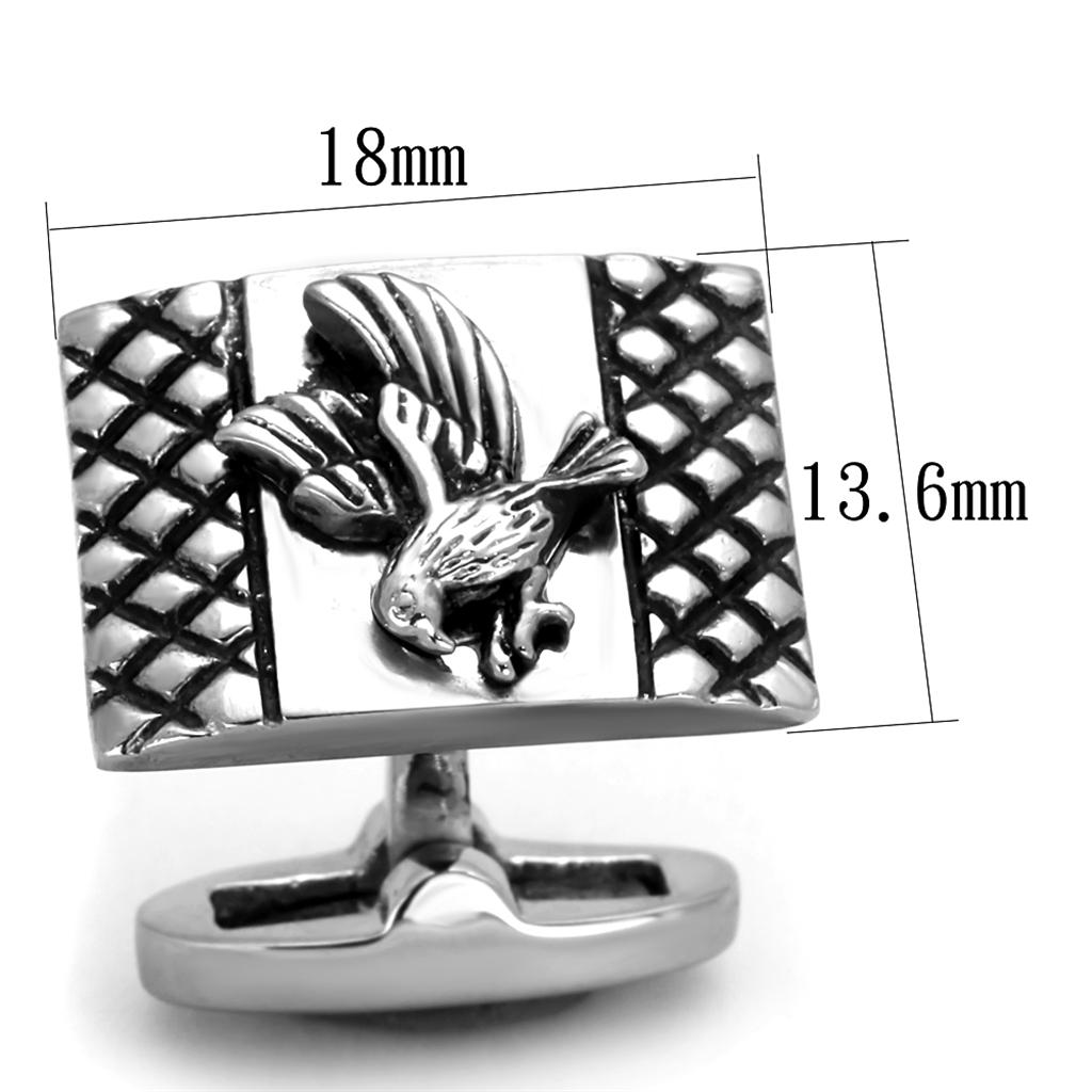 High polished (no plating) Stainless Steel Cufflink with No Stone