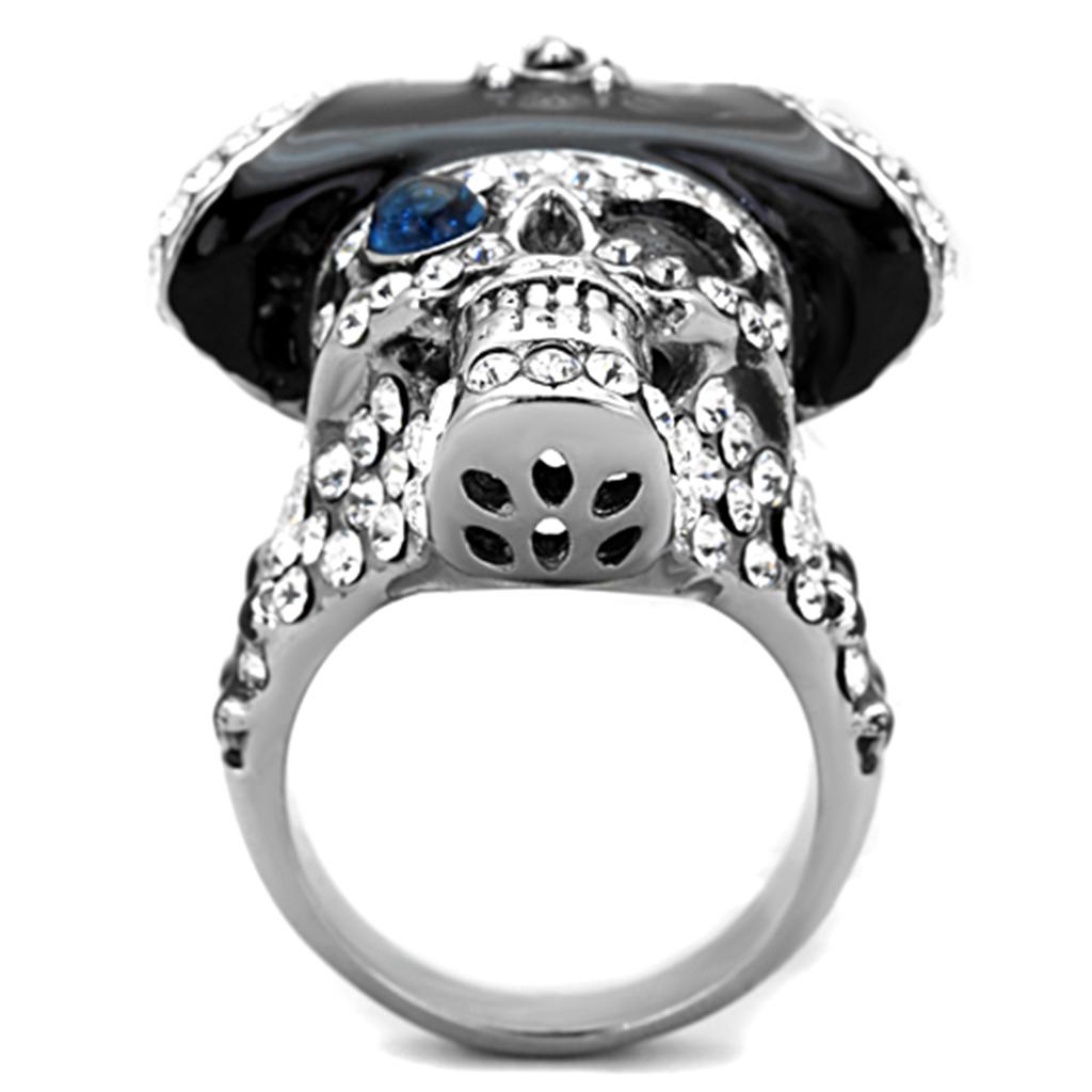 Two-Tone IP Black Stainless Steel Ring with Synthetic Synthetic Glass in Montana