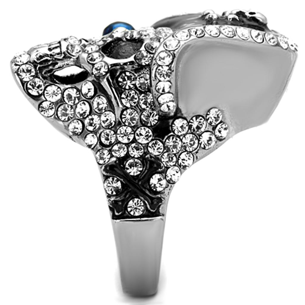 Two-Tone IP Black Stainless Steel Ring with Synthetic Synthetic Glass in Montana