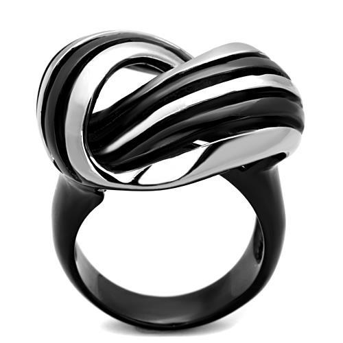 Two-Tone IP Black Stainless Steel Ring with No Stone
