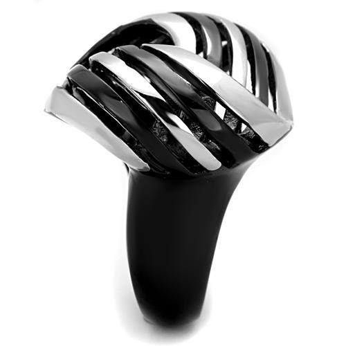 Two-Tone IP Black Stainless Steel Ring with No Stone
