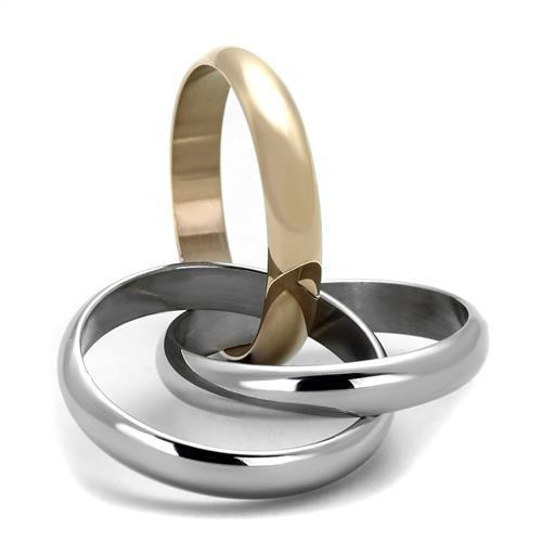 Two-Tone IP Rose Gold Stainless Steel Ring with No Stone