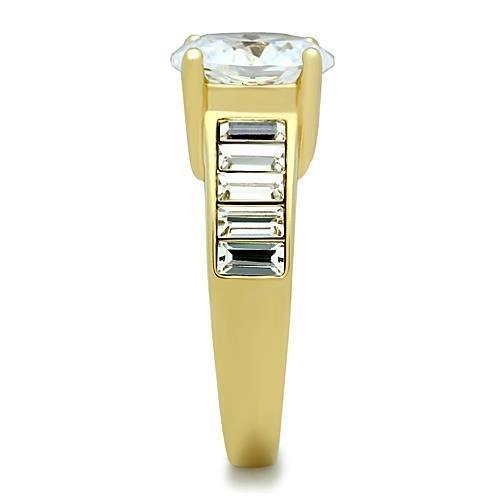 IP Gold(Ion Plating) Stainless Steel Ring with AAA Grade CZ in Clear