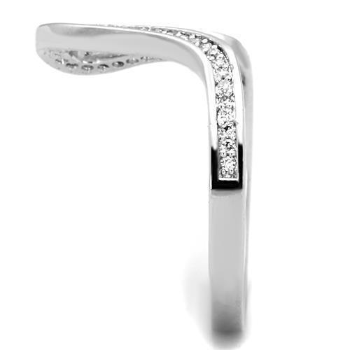 High polished (no plating) Stainless Steel Ring with AAA Grade CZ in Clear