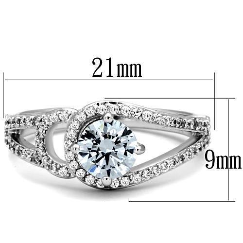 High polished (no plating) Stainless Steel Ring with AAA Grade CZ in Clear