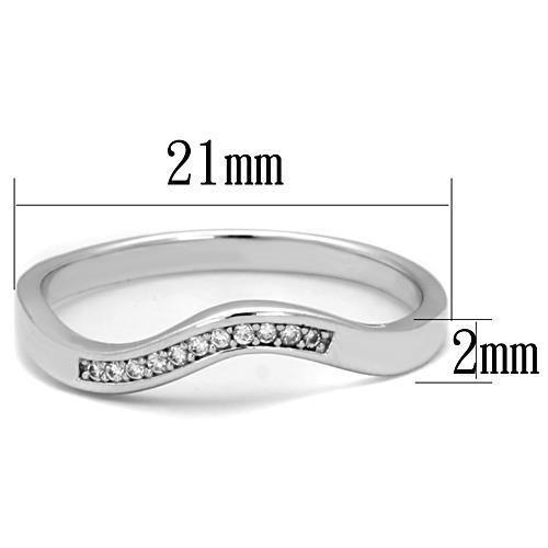 High polished (no plating) Stainless Steel Ring with AAA Grade CZ in Clear