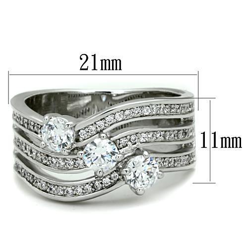 High polished (no plating) Stainless Steel Ring with AAA Grade CZ in Clear