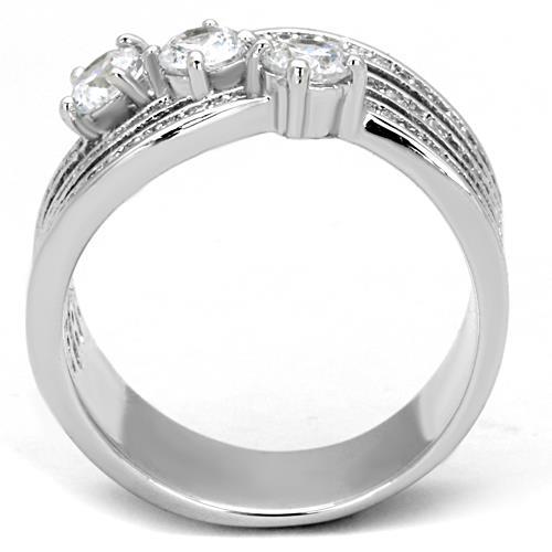 High polished (no plating) Stainless Steel Ring with AAA Grade CZ in Clear