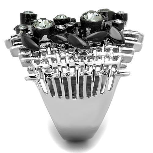 Two-Tone IP Black Stainless Steel Ring with Top Grade Crystal in Black Diamond