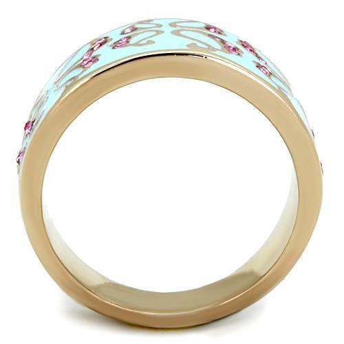 IP Rose Gold(Ion Plating) Stainless Steel Ring with Top Grade Crystal in Rose