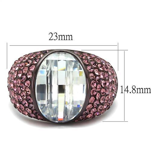 IP Dark Brown (IP coffee) Stainless Steel Ring with AAA Grade CZ in Clear