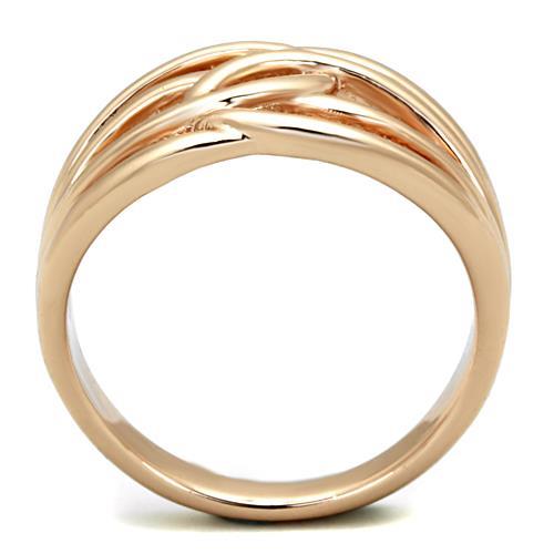 IP Rose Gold(Ion Plating) Stainless Steel Ring with No Stone