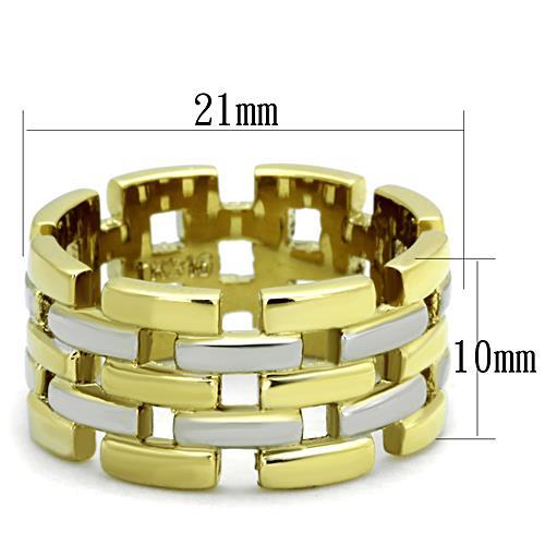 Two-Tone IP Gold (Ion Plating) Stainless Steel Ring with No Stone