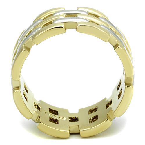 Two-Tone IP Gold (Ion Plating) Stainless Steel Ring with No Stone