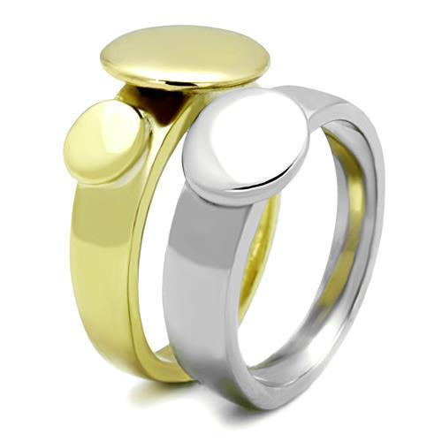 Two-Tone IP Gold (Ion Plating) Stainless Steel Ring with No Stone