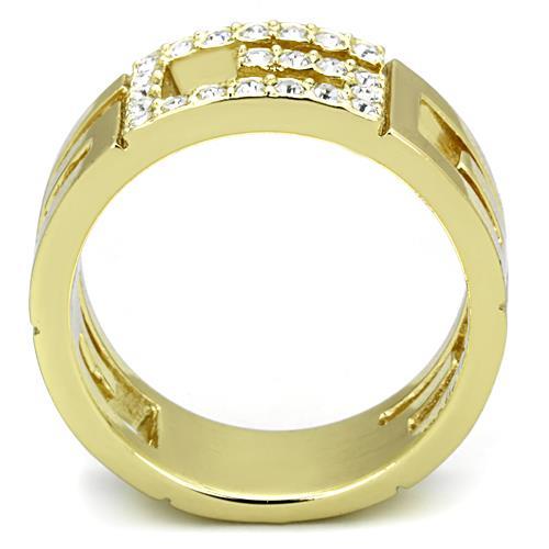 IP Gold(Ion Plating) Stainless Steel Ring with Top Grade Crystal in Clear